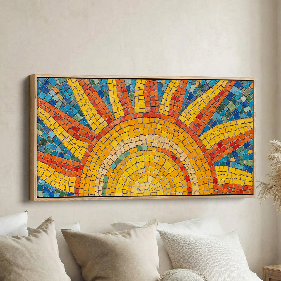Large Wall Art Mosaic Sunburst Tiles Statement Wall Decor Hallway