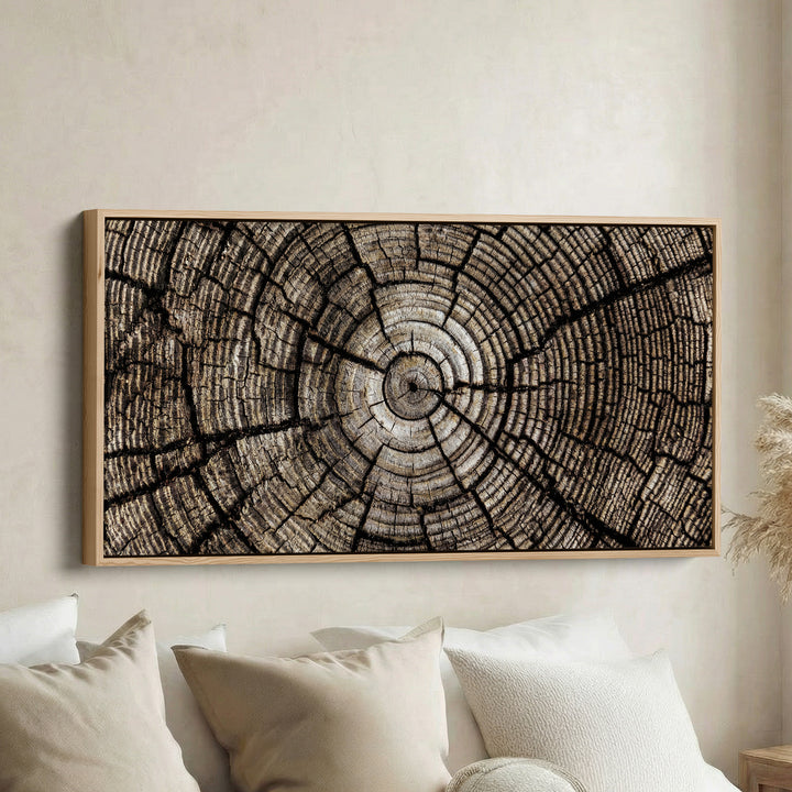 Tree Trunk Rings Large Wall Art Horizontal Canvas Print For Office