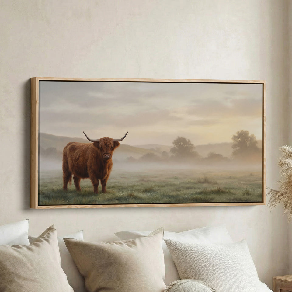 Highland Cow In Field Bedroom Wall Art Oversized Wall Decor For Office