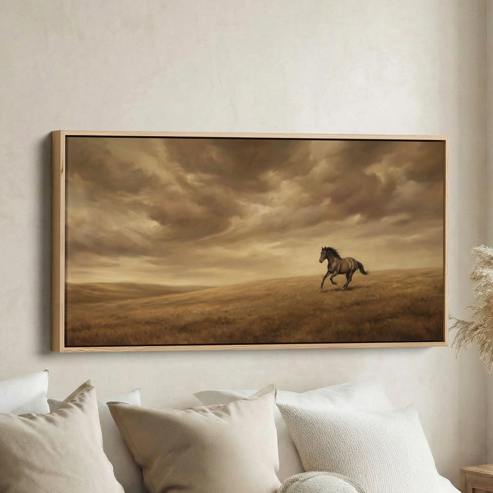 Running Horse Landscape Large Wall Art Statement Wall Decor For Hallway