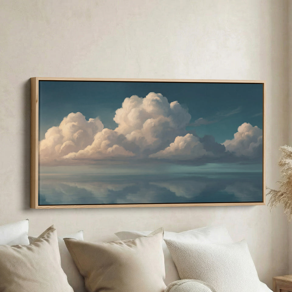 Calm Sea Panoramic Wall Art Horizontal Canvas Print For Living Room