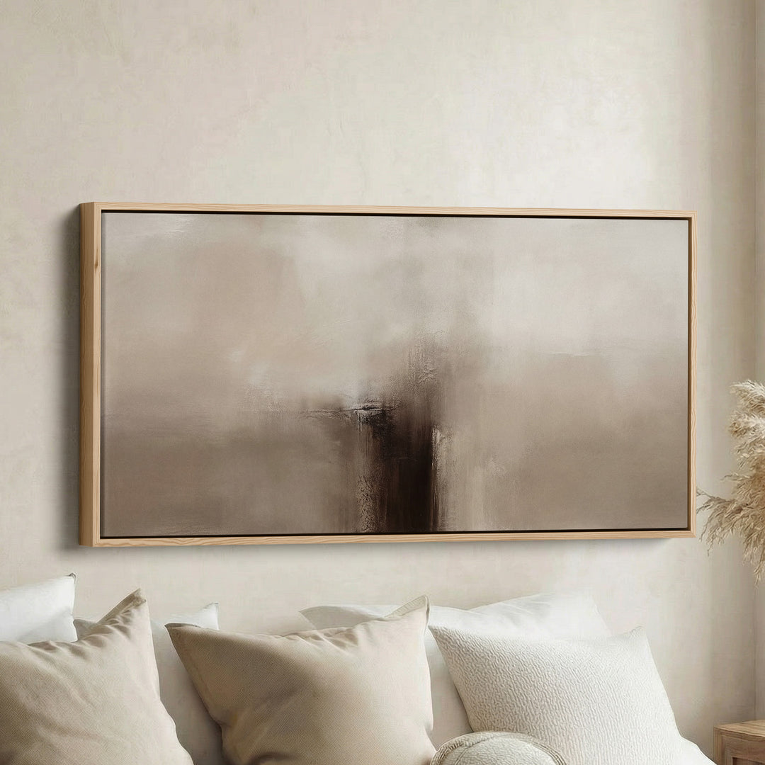 Abstract Beige Horizontal Wall Art Framed Canvas Print For Bedroom