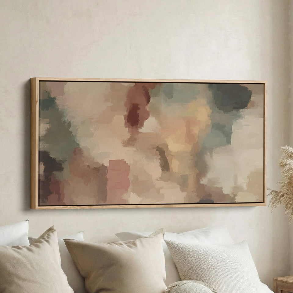 Muted Blocks Panoramic Wall Art Extra Wide Canvas For Office