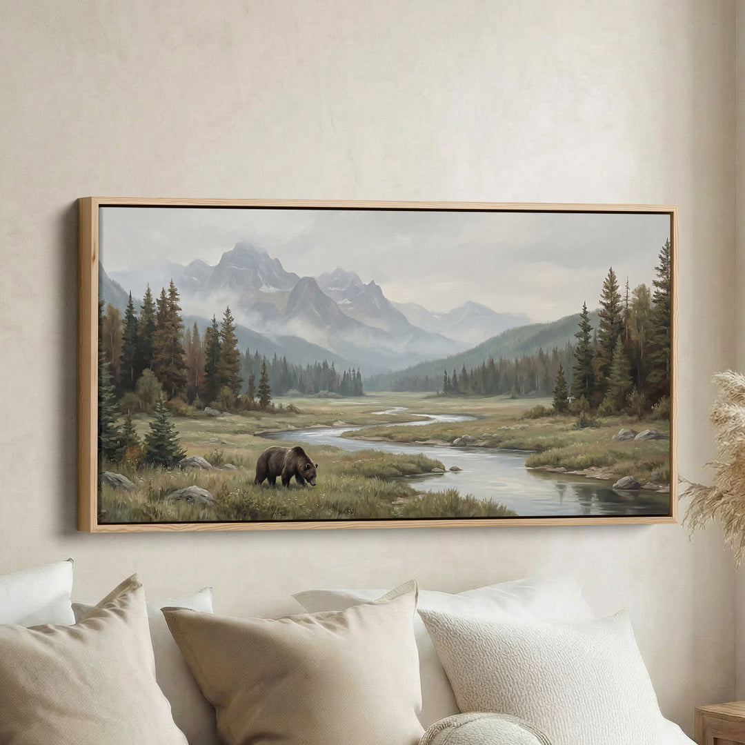 Above Soft Wall Art Bear By Mountain River Statement Wall Decor For Office