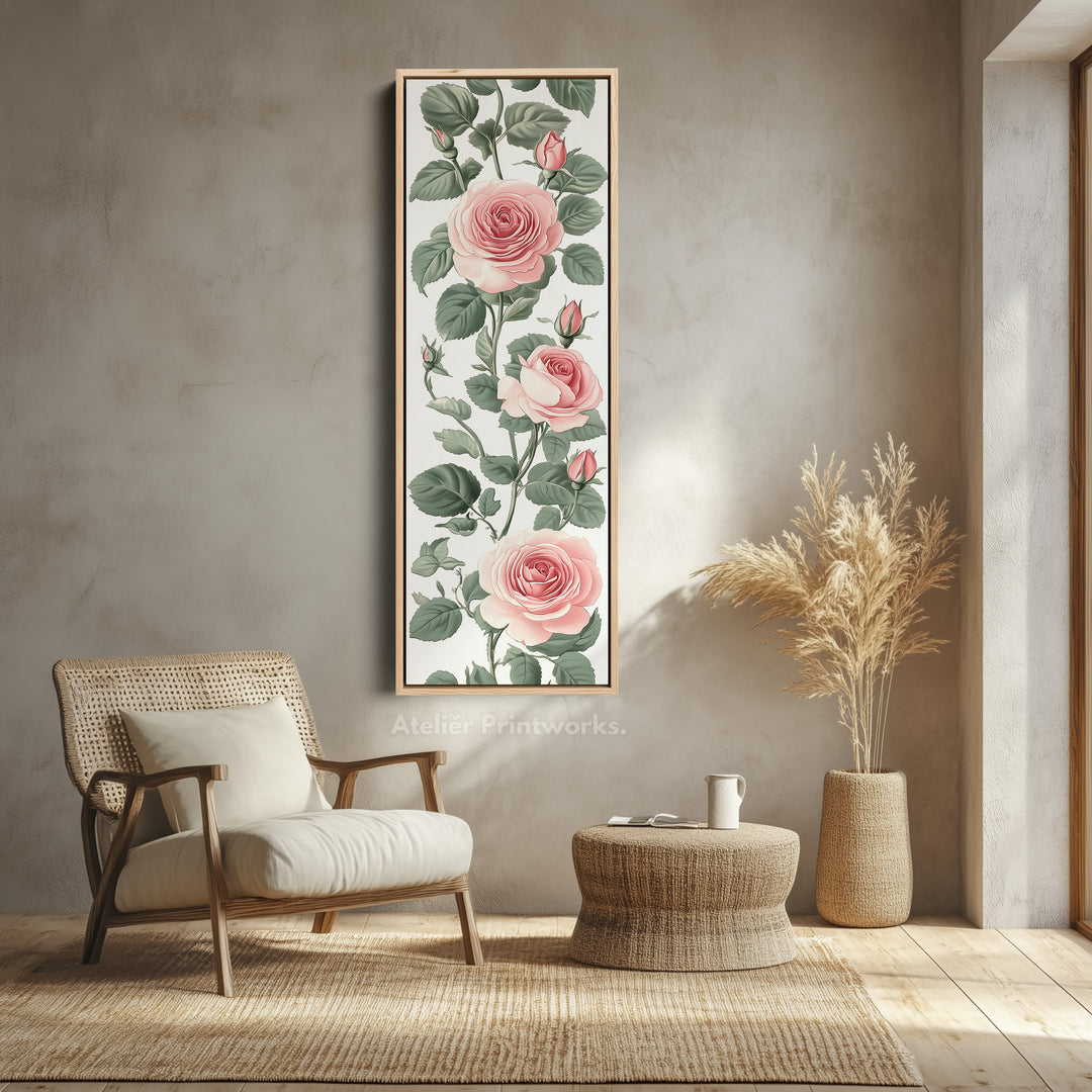 Vintage Pink Floral Tall Skinny Wall Art - V0238