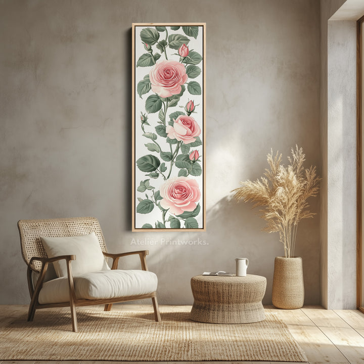 Vintage Pink Floral Tall Skinny Wall Art - V0238