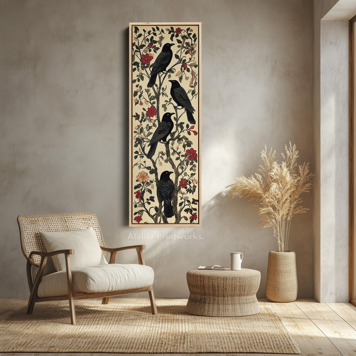 Black Ravens Vertical Long Wall Decor - V0247