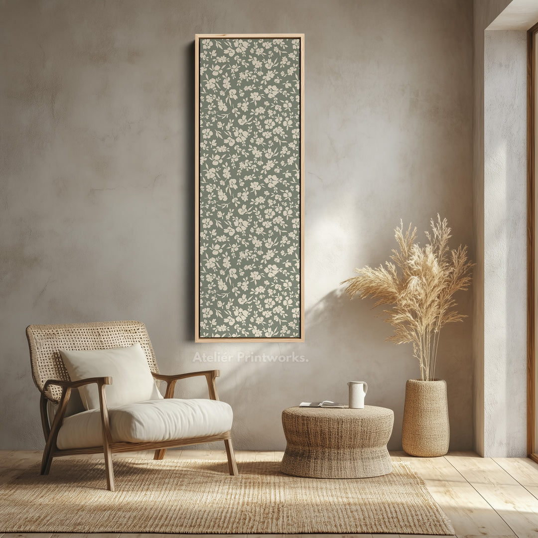 Vintage Cottagecore Long Narrow Green Wall Art - V0313