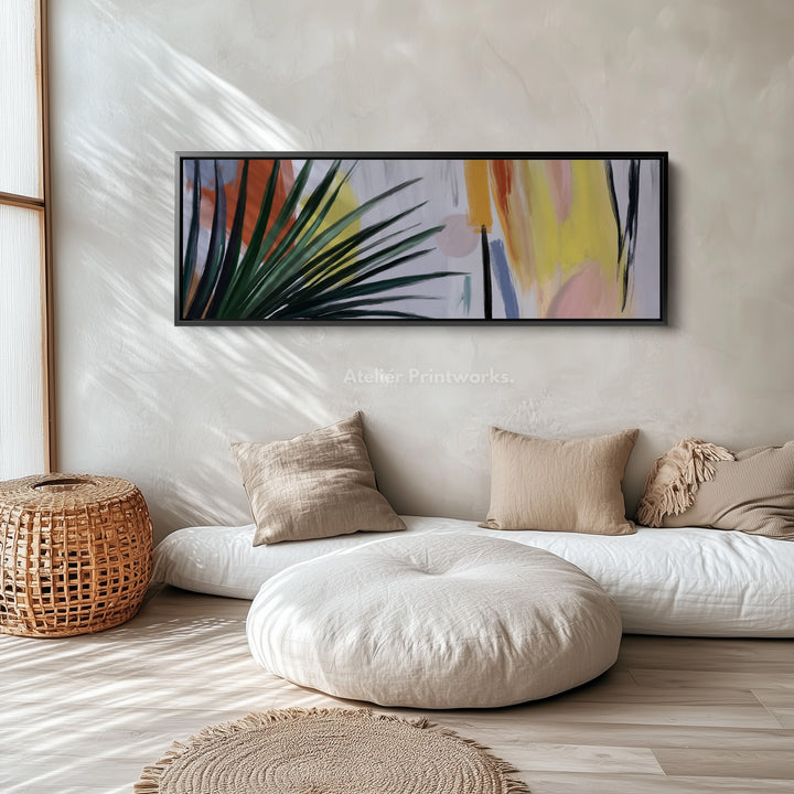 Horizontal Tropical Abstract Palm Fronds Wall Art for Living Room or Bedroom