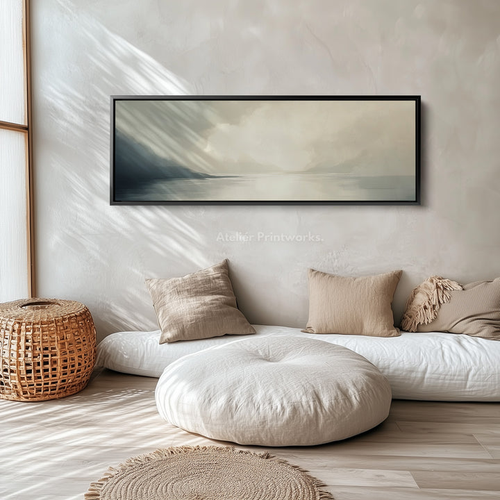 Misty Lake Lange Smalle Abstracte Horizontale Muurdecoratie