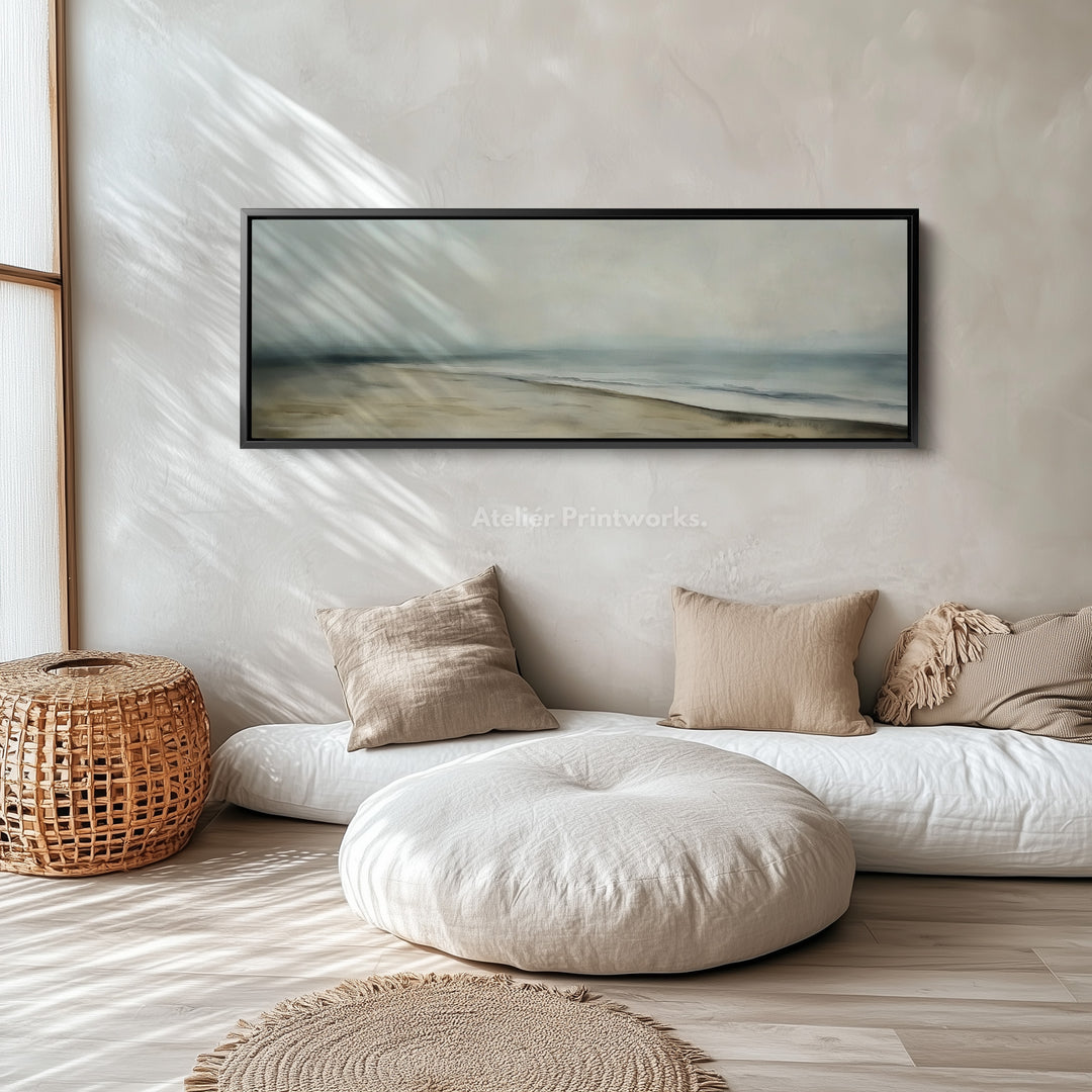 Abstract strand zeegezicht lange horizontale wanddecoratie