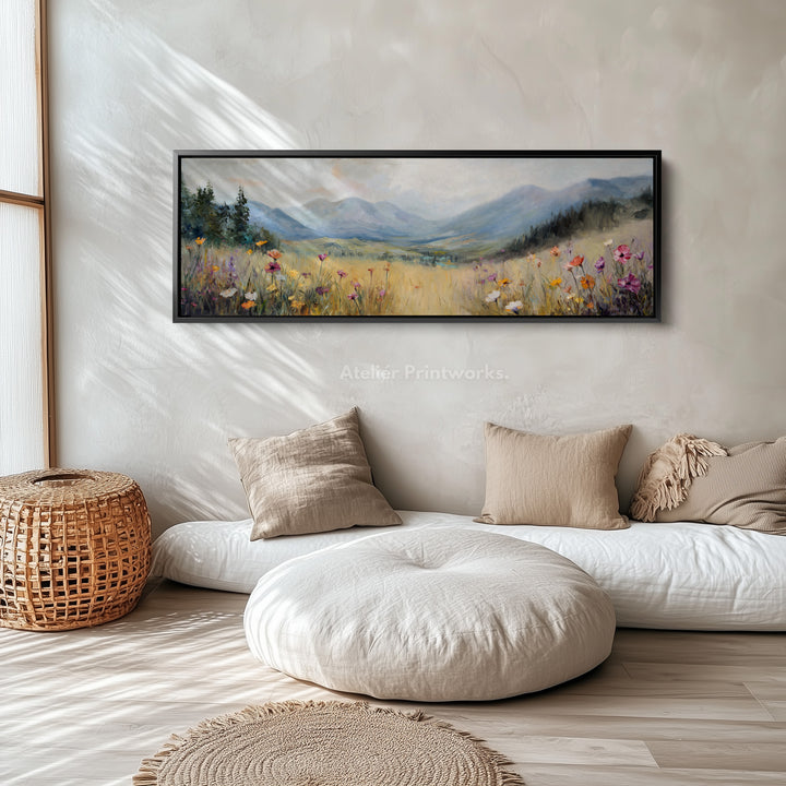 Wild Meadow Lang Smal Horizontaal Ingelijst Canvas Muurkunst