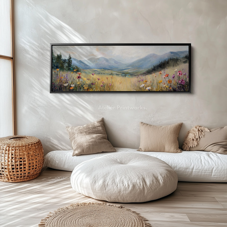 Wild Meadow Long Narrow Horizontal Framed Canvas Wall Art