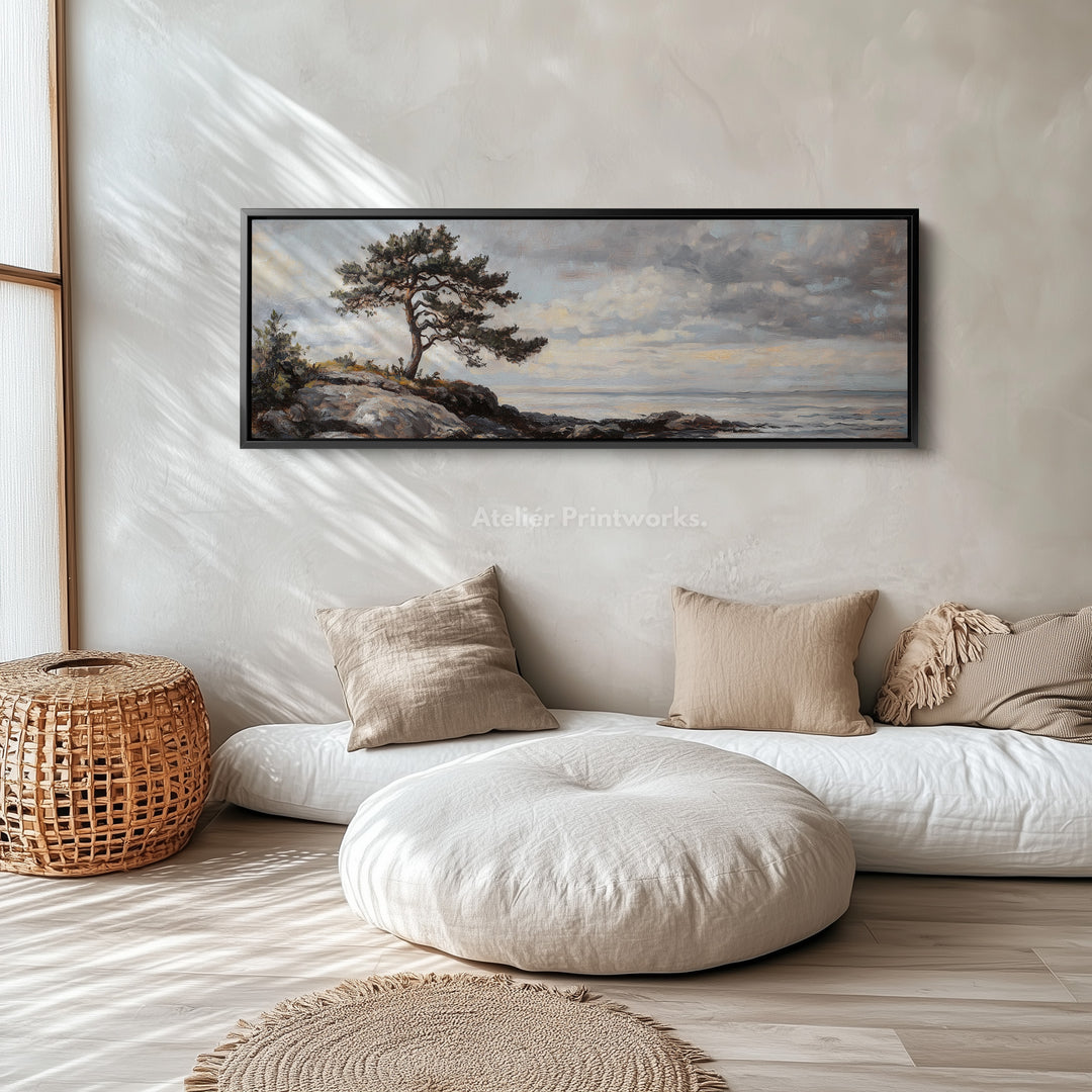 Vintage Landscape Artwork Long Narrow Large Framed Canvas