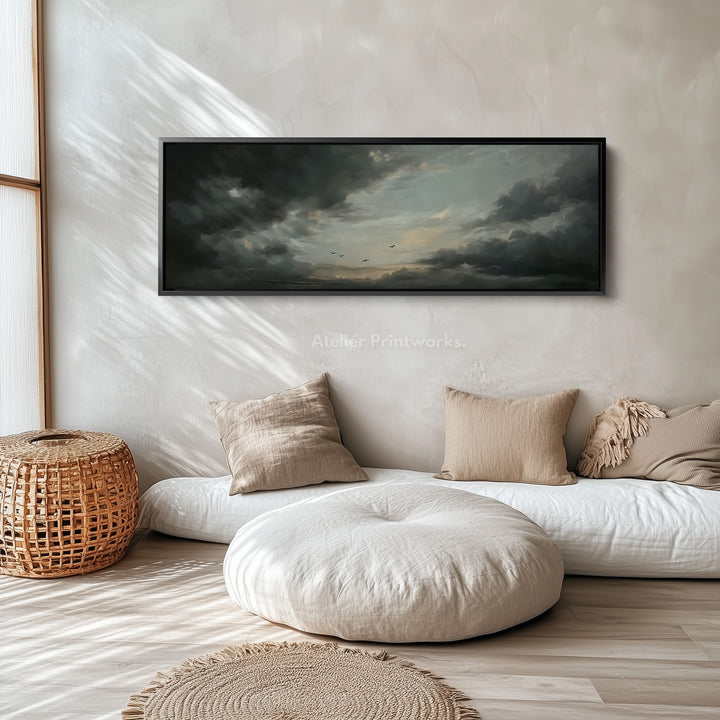 Panoramische Onheilspellende Wolken Lange Smalle Muurkunst Groot Ingelijst Canvas