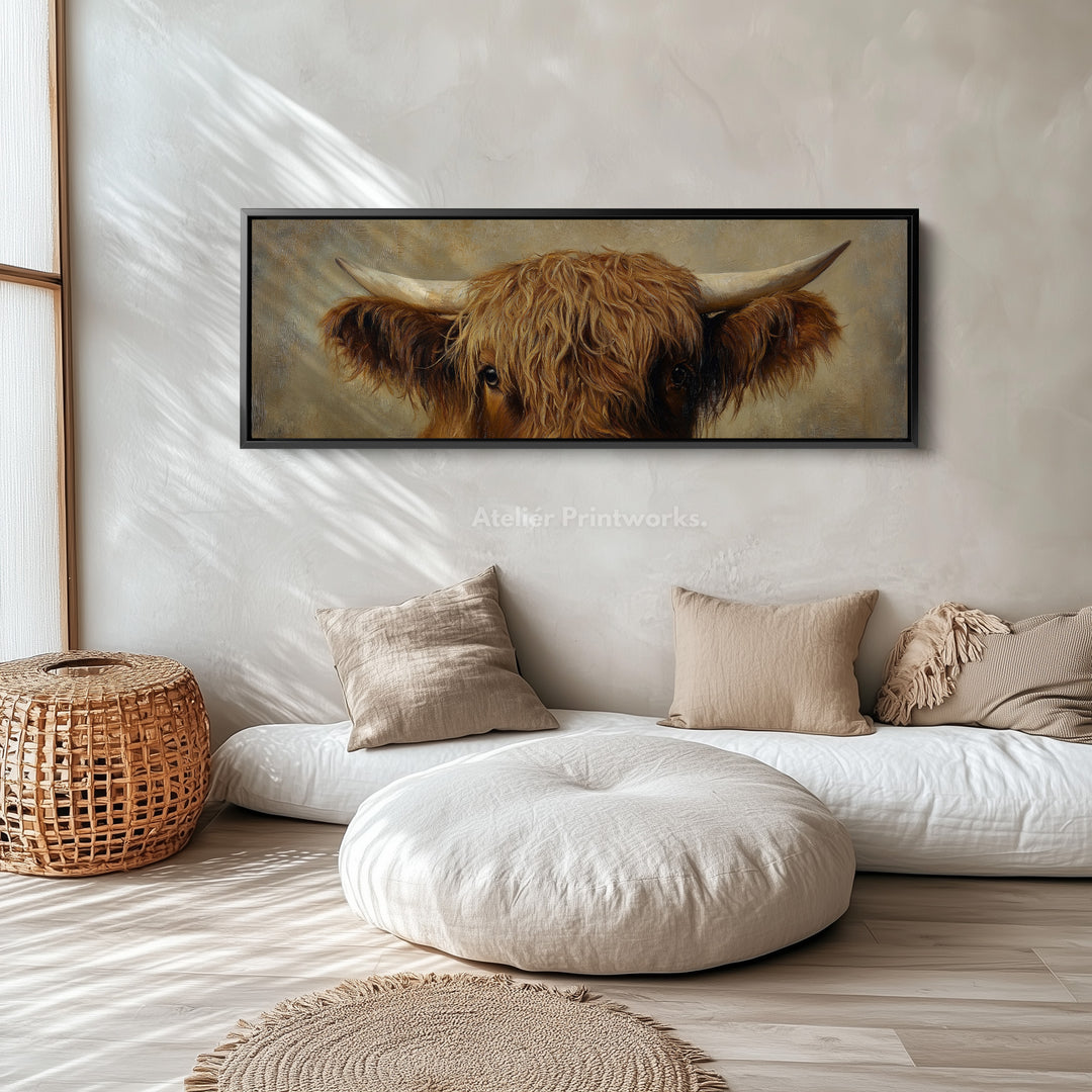 Hooglandkoe Afbeelding Panoramische Canvasafdrukken Lange Smalle Muurdecoratie
