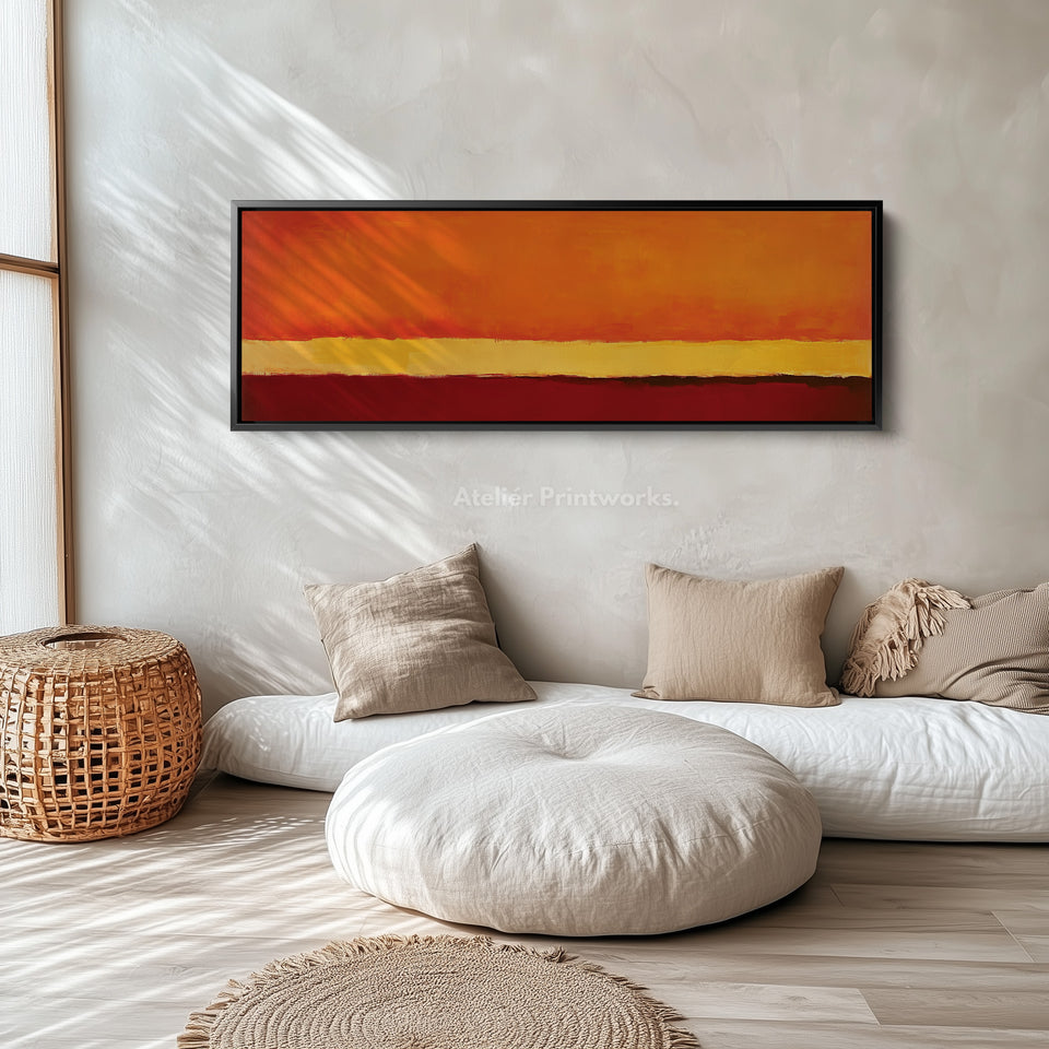 Minimalist Abstract Orange Large Canvas Decor Horizontal Long Wall Art