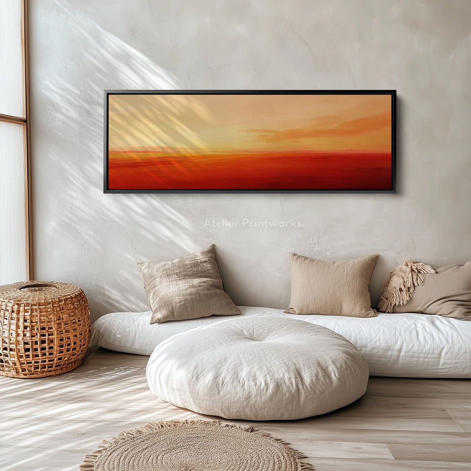 Large Canvas Decor Horizontal Long Wall Art Minimalist Abstract Orange