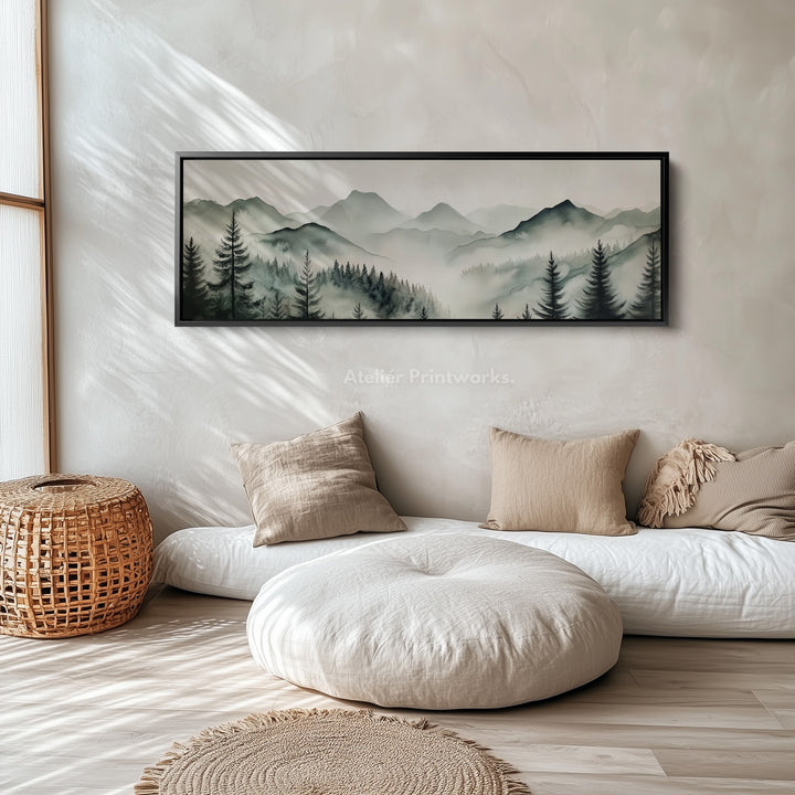 Bergen Lange Smalle Horizontale Wanddecoratie Grote Abstracte Canvas