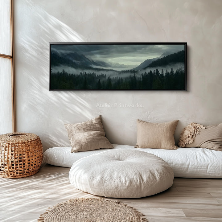 Bergbos Grote Horizontale Ingelijste Canvas Muurdecoratie