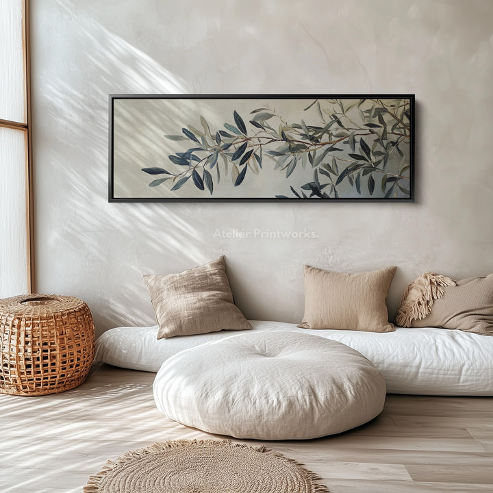 Olijftak ingelijste canvas wandkunst print lange horizontale kunst