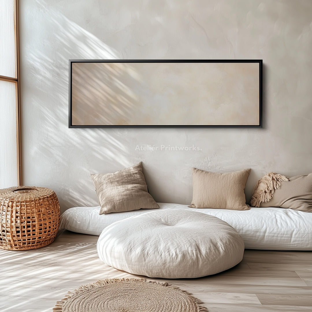 Abstract beige minimalistische lange horizontale wanddecoratie panoramische wanddecoratie