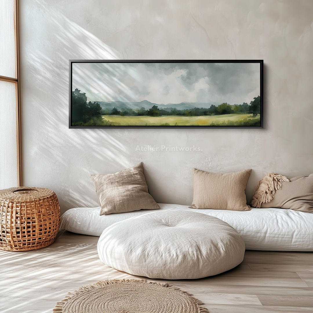 Lang landschap smal ingelijst canvas wanddecoratie