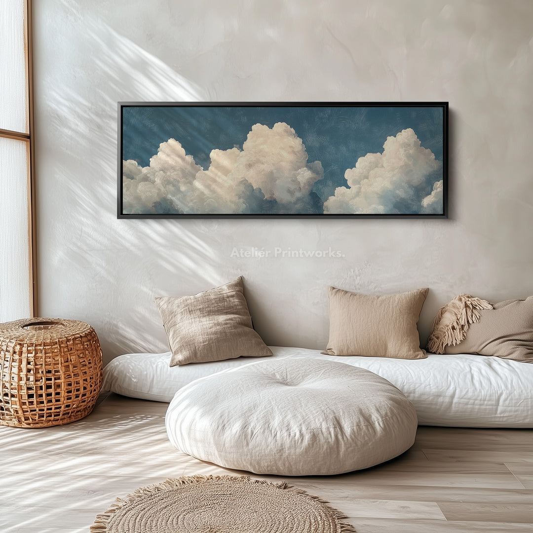 Boven Bed Cloud Muurdecoratie Lange Panoramische Muurkunst