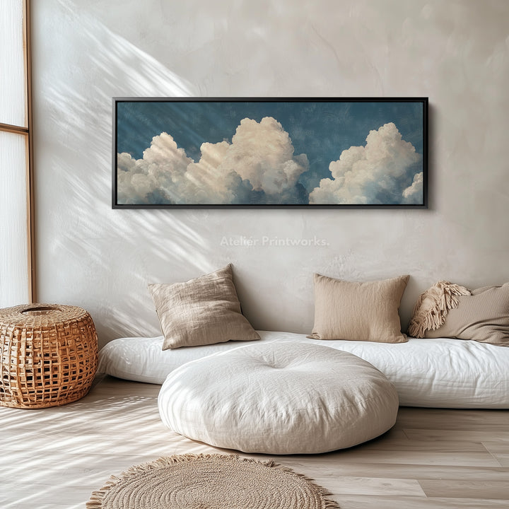 Boven Bed Cloud Muurdecoratie Lange Panoramische Muurkunst