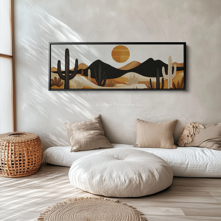 Cactussen Bergen Wanddecoratie Panoramisch Smal Canvas