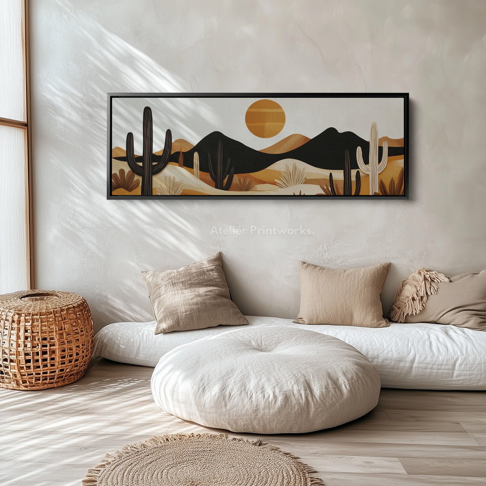 Kaktusberge Wanddekoration Panoramale Schmale Leinwand