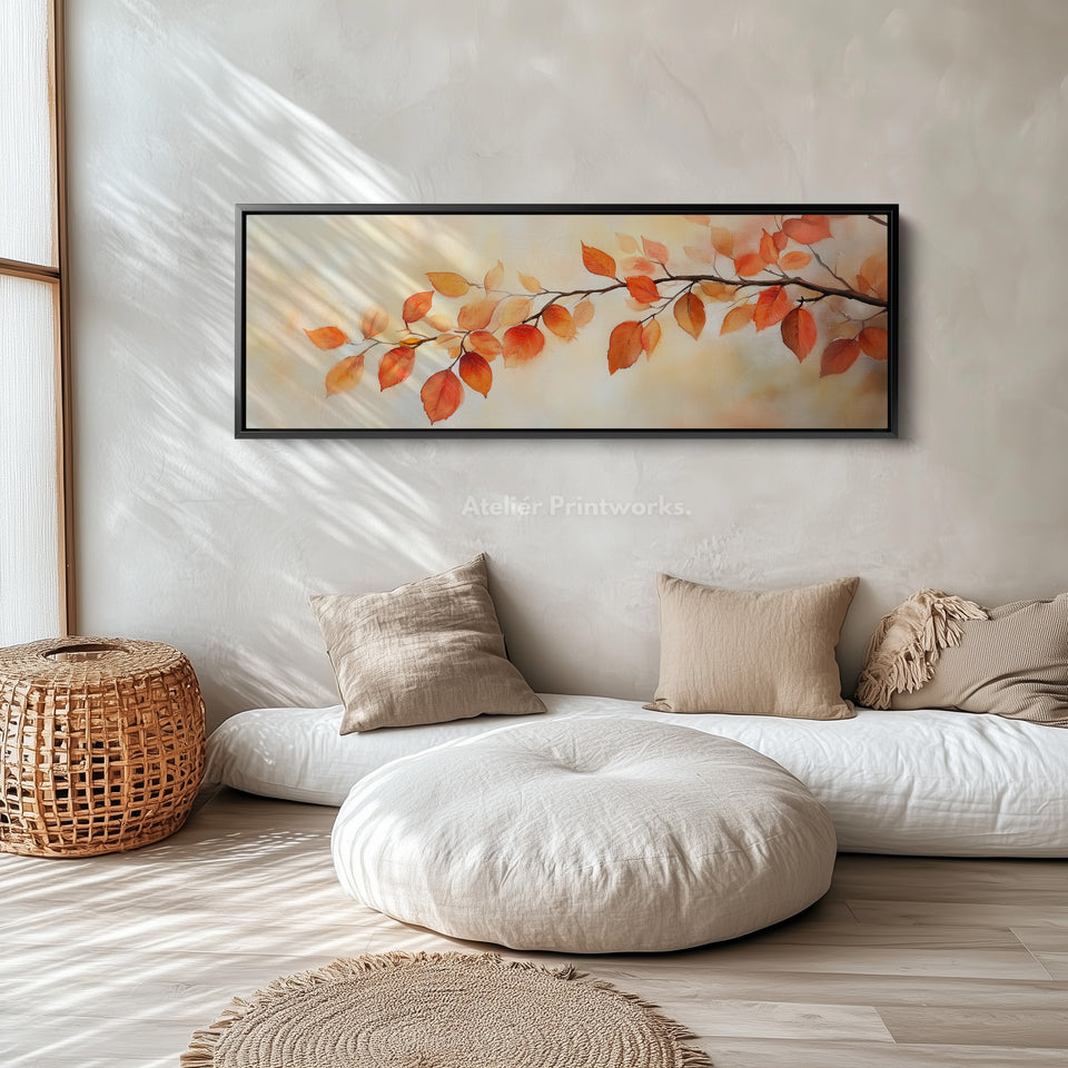 Feuilles d'automne Toile murale horizontale longue encadrée