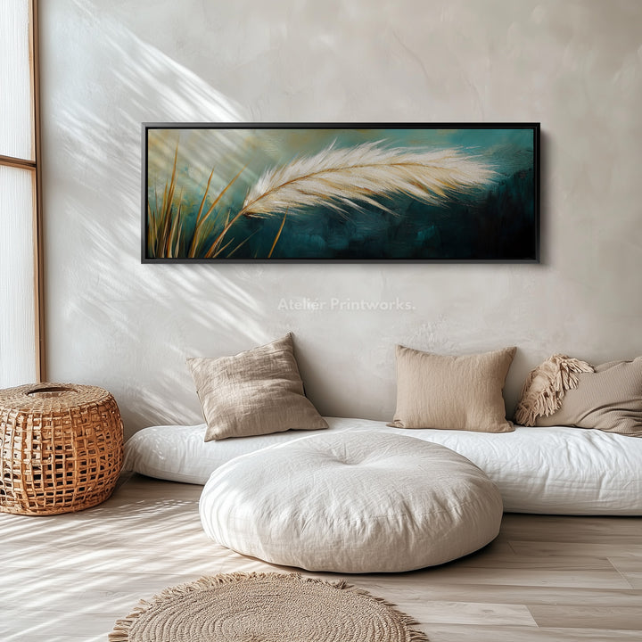 Gras Boven Bed Muurdecoratie Lange Horizontale Muurdecoratie