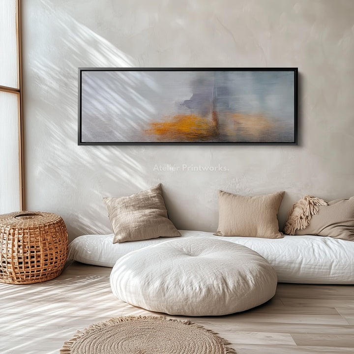 Abstracte grijze en rode panoramische grote ingelijste wanddecoratie