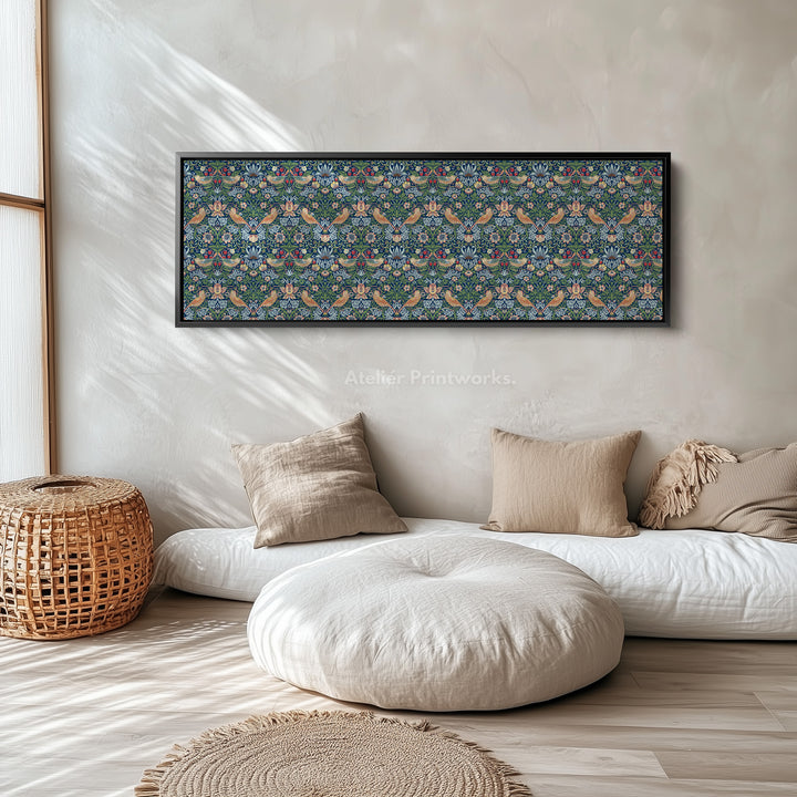 William Morris Aardbeiendief Blauw Smal Lang Muurkunst