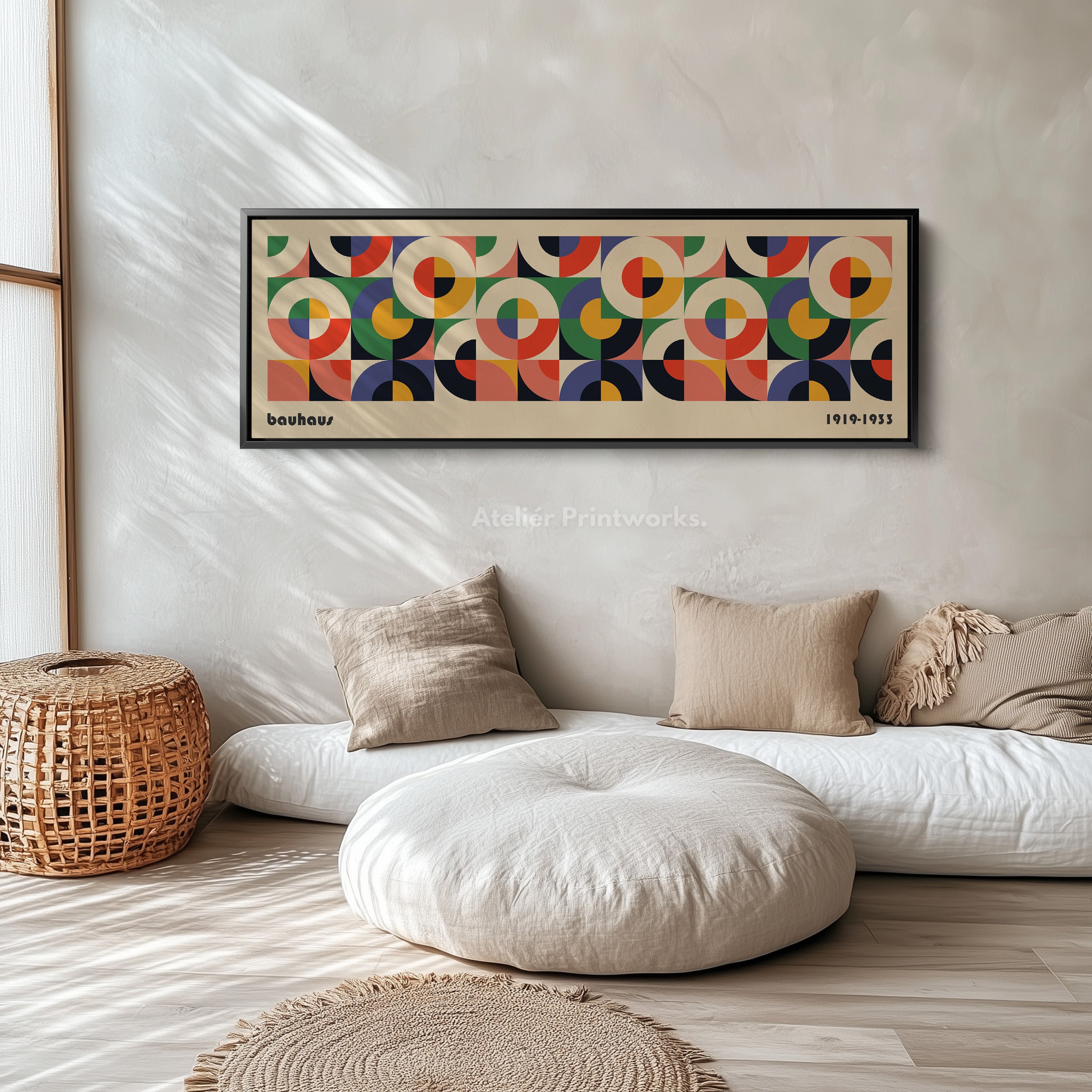 Horizontal Long Wall Art Beige Bauhaus Mid Century – Atelier