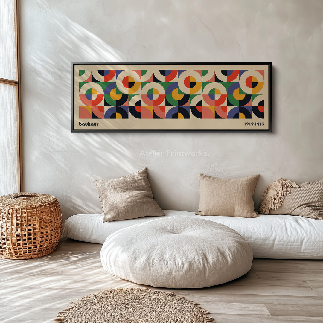 Horizontal Long Wall Art Beige Bauhaus Mid Century