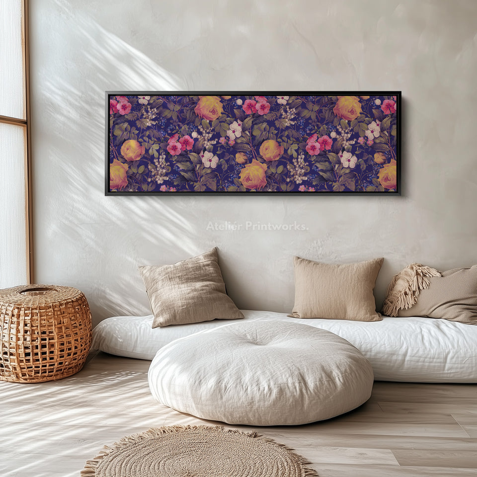 Panoramic Tropical Parrot Botanical Canvas Art for Living Room