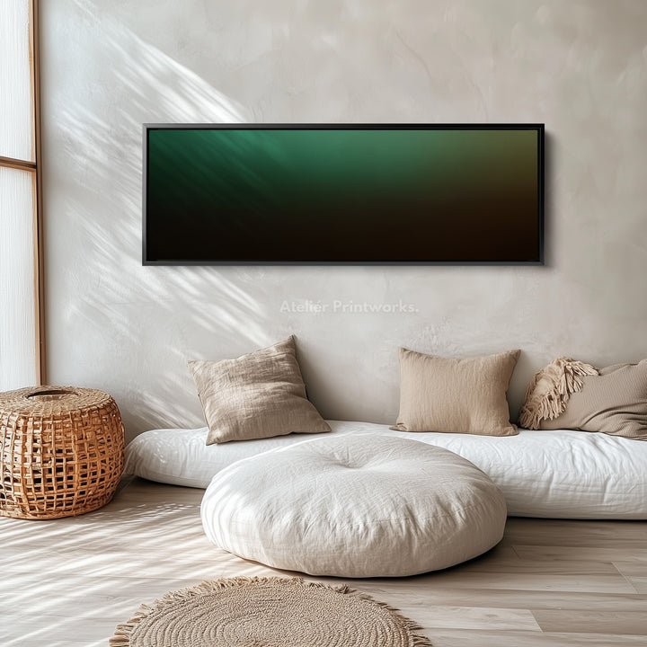 Horizontal Wall Art Green Gradient Long Canvas Modern Above Bed Art Living Room Decor
