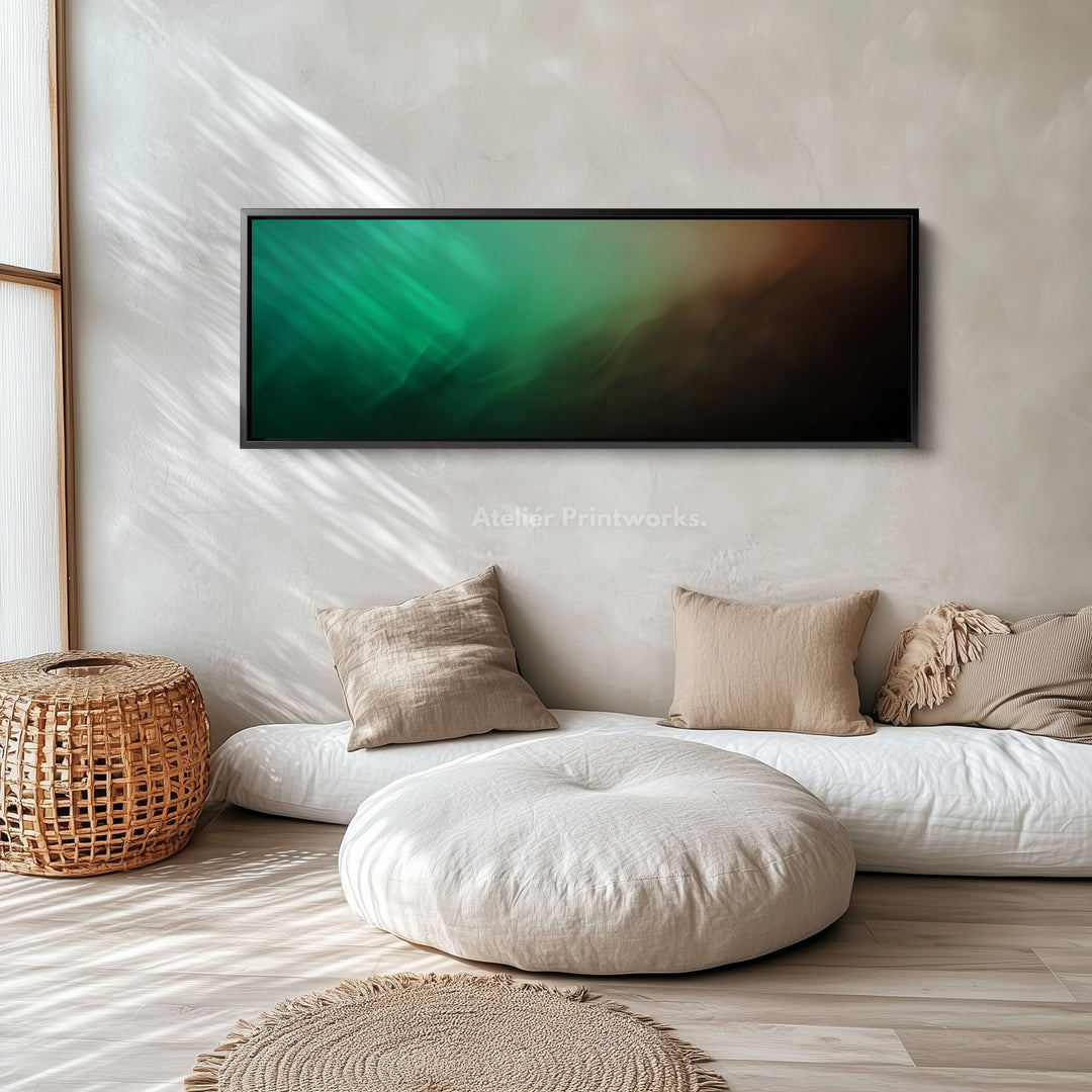 Long Canvas Wide Green Brown Abstract Gradient Horizontal Wall Art for Living Room and Bedroom