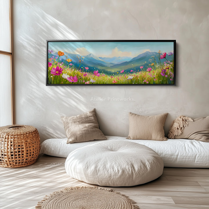 Panoramic Meadow Landscape Wide Wall Art Long Canvas For Living Room