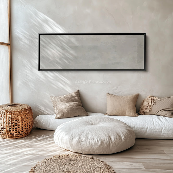Neutral Grey Wide Wall Art Long Canvas Modern Minimalist Above Bed Decor