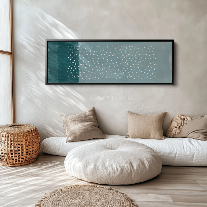 Horizontal Wall Art Soft Blue Dotted Pattern For Bathroom Or Bedroom