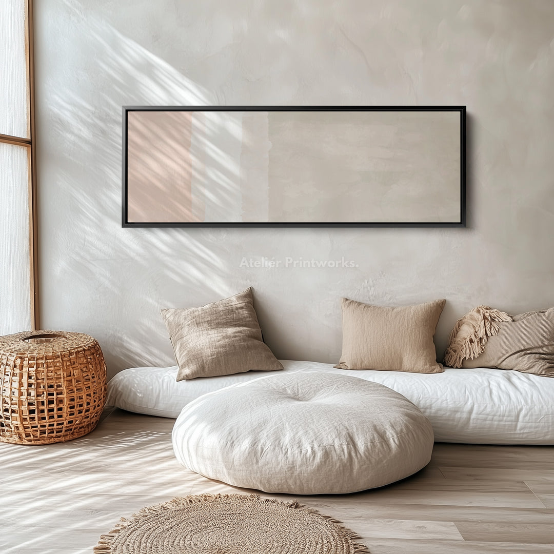 Horizontal Wall Art Light Beige And Cream Minimal Wall Decor For Hallway