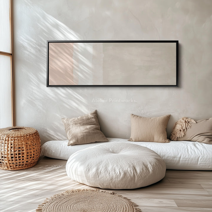 Horizontal Wall Art Light Beige And Cream Minimal Wall Decor For Hallway