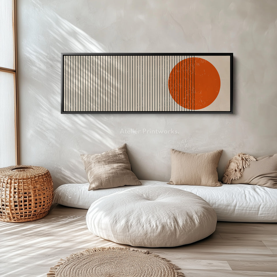 Narrow Wall Decor Beige Black Orange Above Bed Wall Art