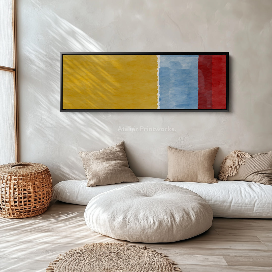 Wide Wall Art Yellow Blue Red Long Canvas For Bedroom Or Hallway
