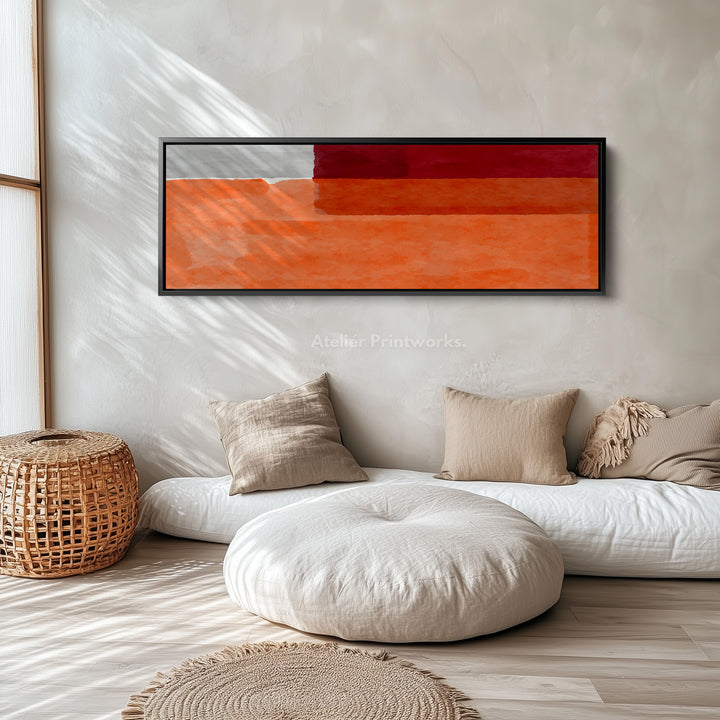 Above Bed Art Orange Grey Long Canvas Minimalist Horizontal Wall Art