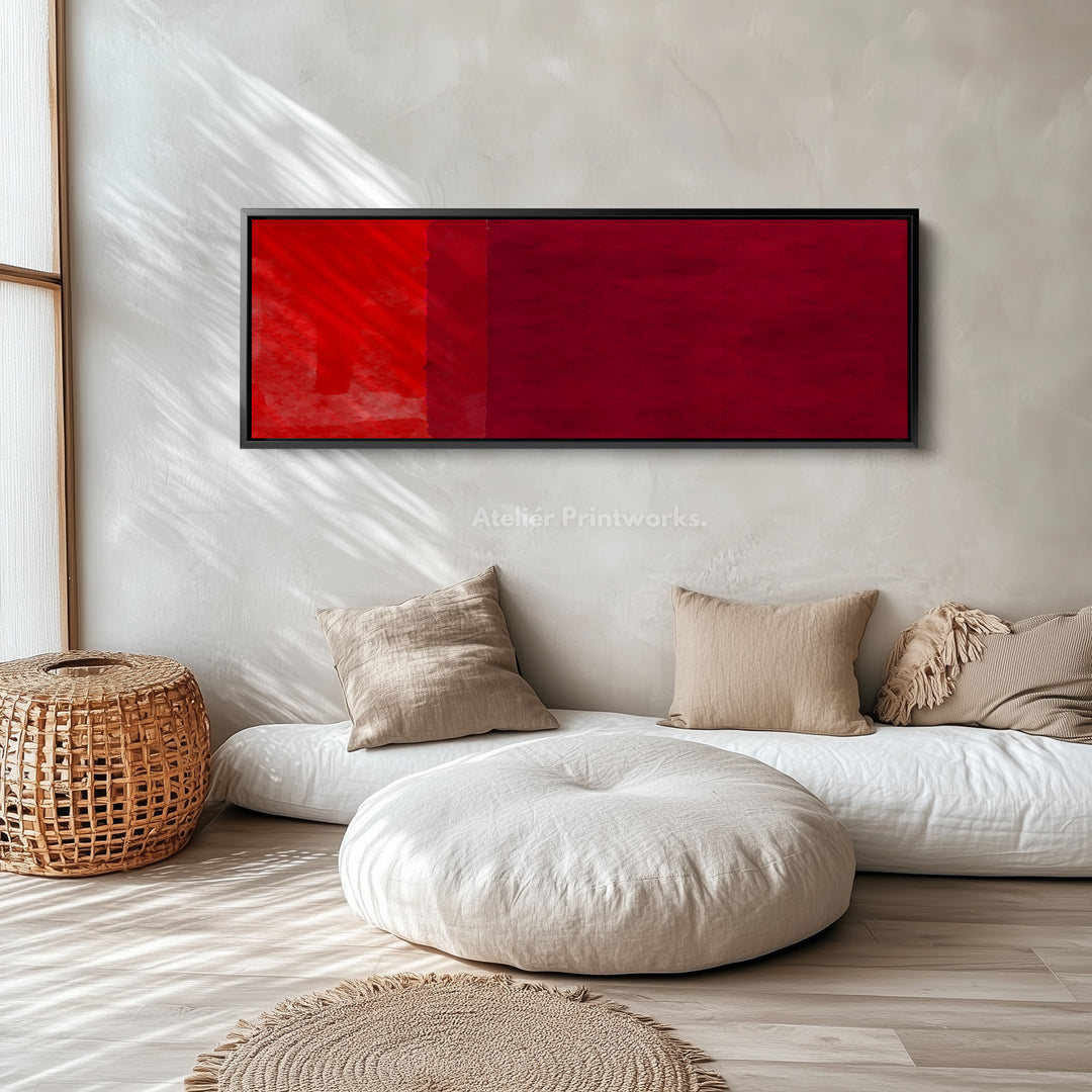 Horizontal Wall Art Red Orange Long Canvas Modern Bold Colour