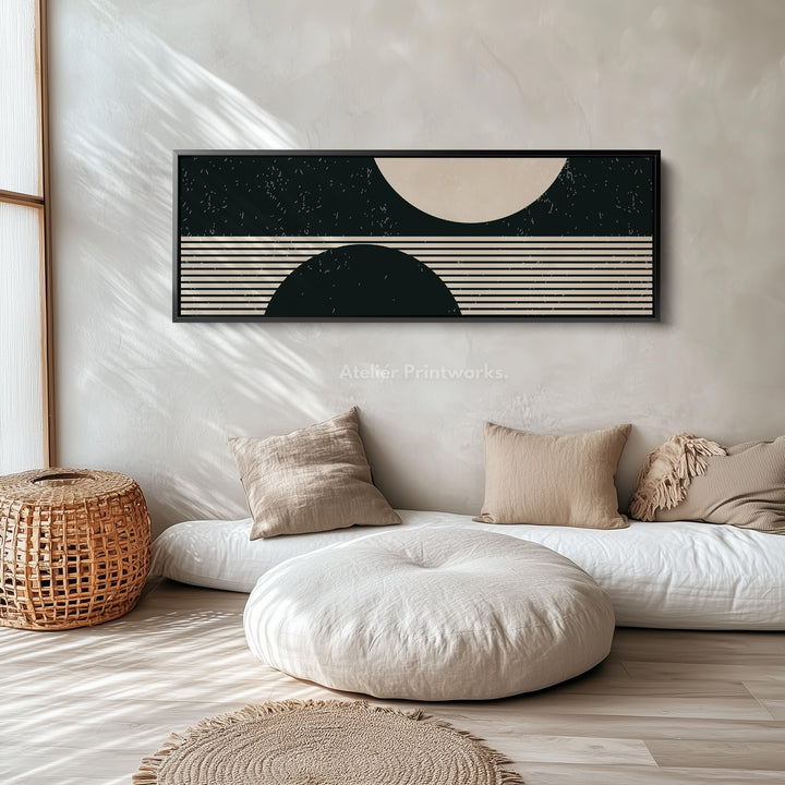 Long Narrow Canvas Beige Black Skinny Wall Art For Bedroom Or Hallway